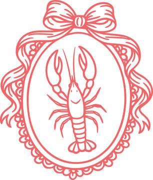 Lobster Frame SVG, Coquette Summer svg, Preppy Summer Lobster SVG PNG