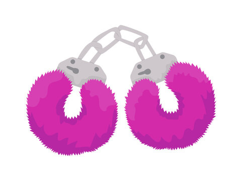 Erotic handcuffs for sex flat vector illustration