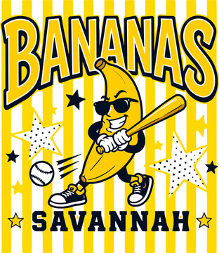 Banana Baseball svg, Banana Mascot svg, Baseball Mom svg, BANANAS Doodle svg