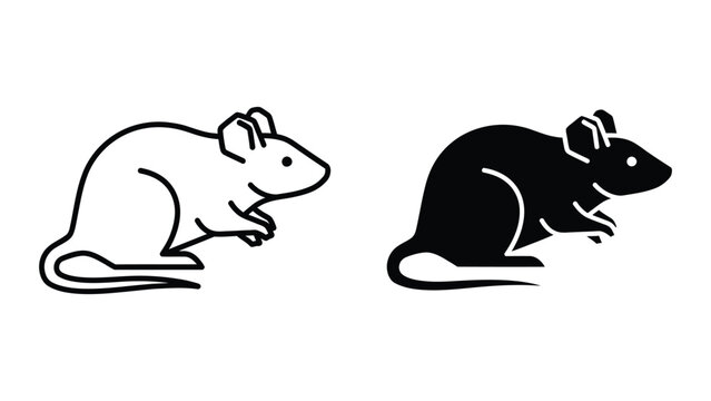 Simple black and white rat icon pair standing on four legs