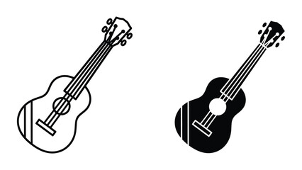 Fototapeta premium Classic ukulele and guitar silhouette icons