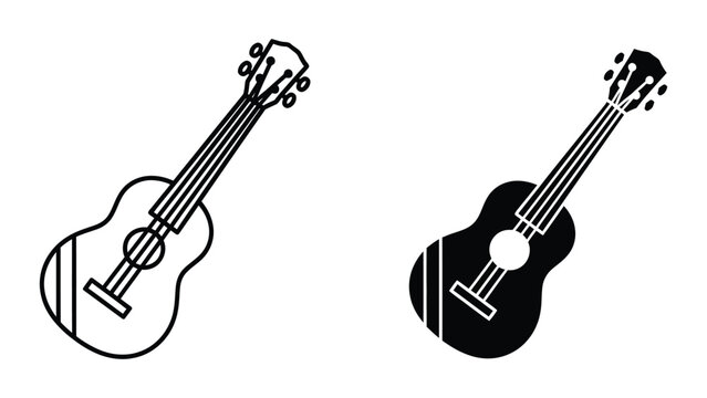 Classic ukulele and guitar silhouette icons