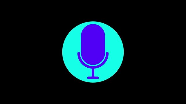 Voice recording podcast mic microphone button icon animation. audio microphone icon animation.