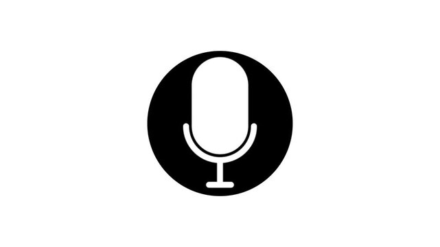 Voice recording podcast mic microphone button icon animation. audio microphone icon animation.