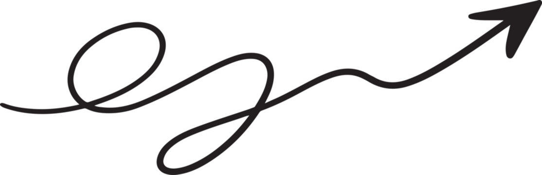 Modern directional arrow icon in continuous one line style with black silhouette concept