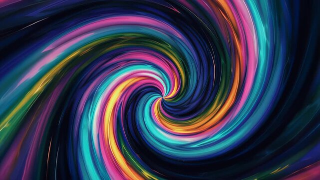 Abstract colorful spiral motion graphic, mesmerizing vortex with vibrant neon colors, seamless loop　抽象的なカラフルな渦巻きモーショングラフィック、鮮やかなネオンカラーの魅惑的な渦、シームレスループ　4K動画