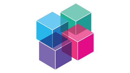 Obraz premium Isometric cube triangle logo, with play button concept modern corporate geometric icon