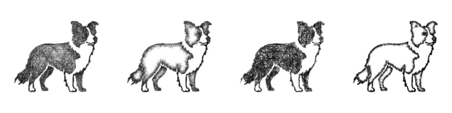 Sketch border collie icon design set