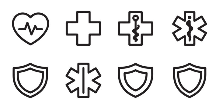 Emergency and Medical Service Outline Icons for Web and App