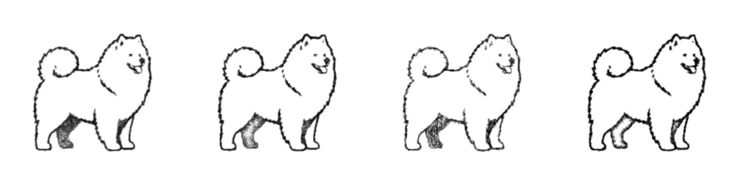 Sketch samoyed icon design set
