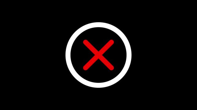 Selection mark incorrect animation isolated on transparent 4k alpha png layer