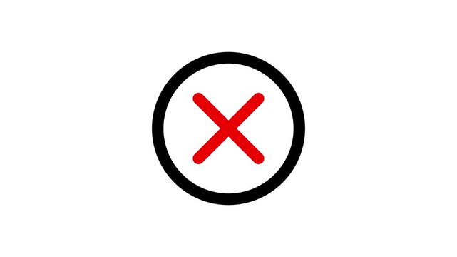 Selection mark incorrect animation isolated on transparent 4k alpha png layer