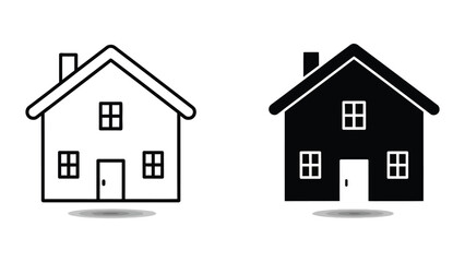 Fototapeta premium Simple black and white house vector illustration with outline