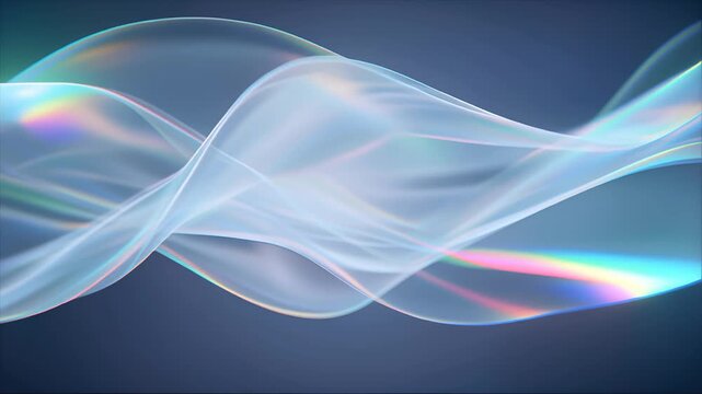 Iridescent holographic wave background with shimmering prismatic light　きらめくプリズム光を放つ虹色のホログラフィック・ウェーブ背景　4K動画