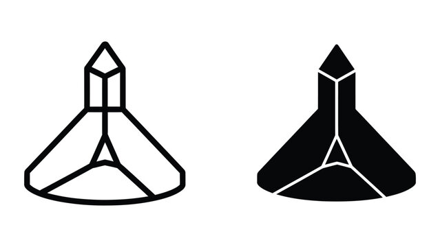 Modern geometric pyramid with triangular top view icon