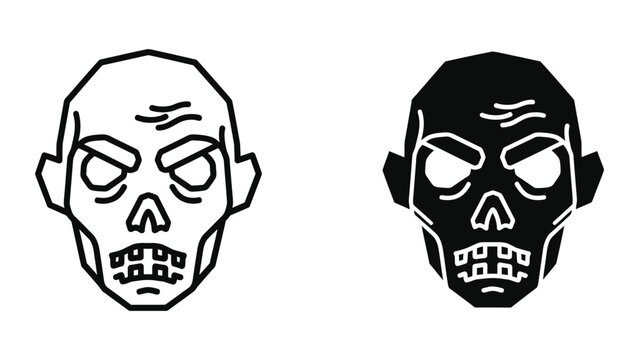 Zombie skull heads with missing teeth illustration
