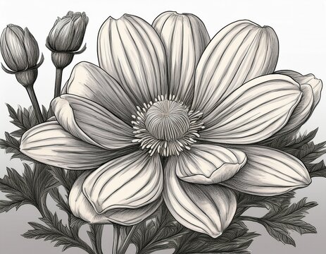 botanical hand drawn flower illustration in raster graphics