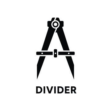 black silhouette of a drafting divider a precision tool for measuring and transferring distances on a white background high quality