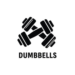 Fototapeta premium Black dumbbell silhouette with stacked weights on a white background fitness and exercise equipment icon high quality professional detailed modern