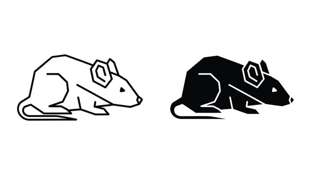 Black and white mouse icon in sitting position