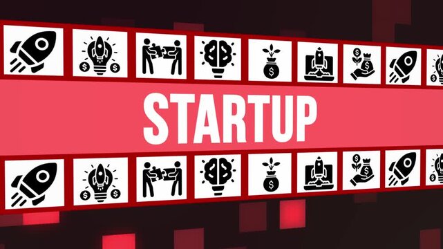 Startup 3D Concept With Icons And Digital Background
