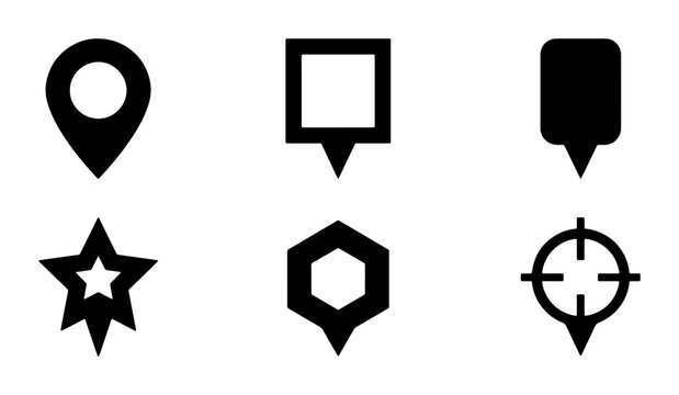 Location Pin Icons Set, Map Marker Symbols, Navigation Pointers, Geo Tag Graphics, GPS Point Collection, Vector Art for Apps and Websites