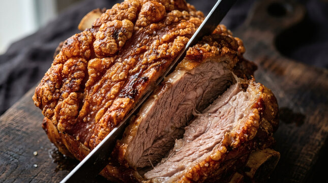 Schweinshaxe Crispy Crackling Macro Authentic German Pork Knuckle