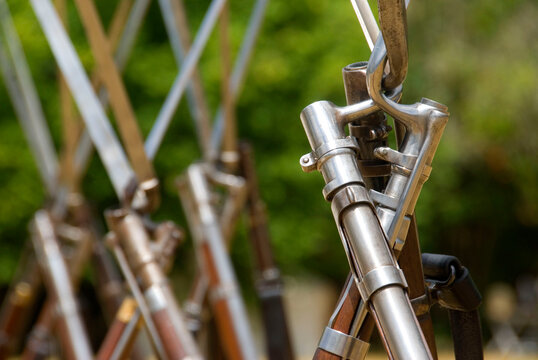 Rifles with bayonets, Civil War Re-enactment, Willamette Mission State Park, Oregon