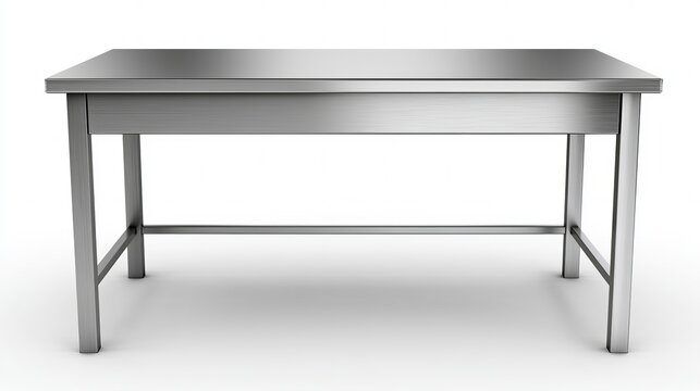 Stainless steel table isolated on white background
