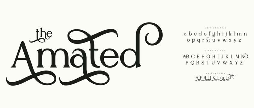 Elegant cursive script text amated