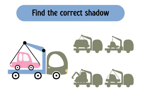 Find the correct shadow educational game for kids with arcade machine.