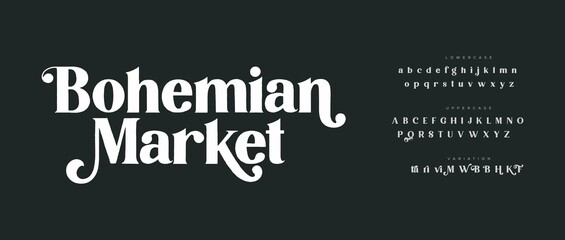 Bohemian market elegant script logo design © Font