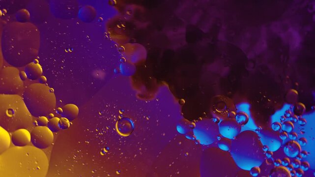 abstract macro liquid background. Oily smooth motions. Analog made background with copy space for display waiting screen or science educational purposes. calm relaxing video.