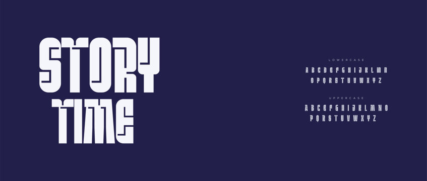 Bold retro story time text design with alphabet samples