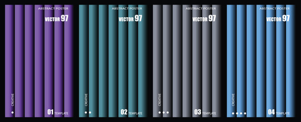 Obraz premium Abstract vertical stripes pattern with colorful neon and grey gradients.