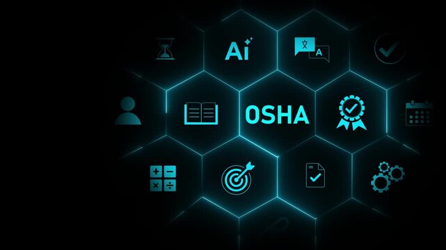 OSHA - Occupational Safety and Health Administration banner web icon for business and organization. optical lager light background