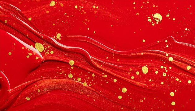 鮮やかな朱色の漆テクスチャ 金粉が輝く日本の伝統的な背景素材
Bright vermilion red urushi lacquer texture with gold particles Japanese traditional background