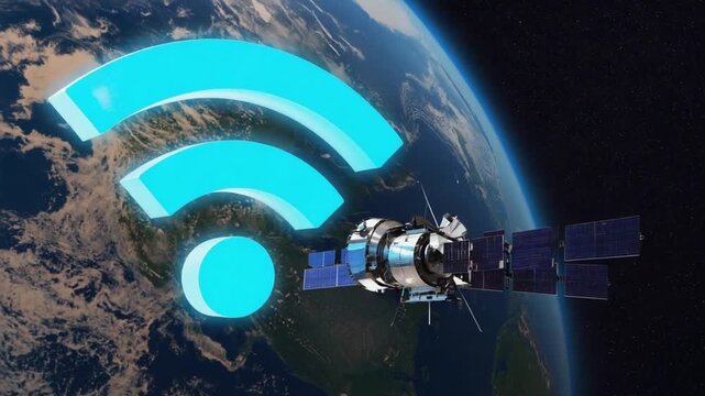 Satellite with a Wi-Fi hologram.