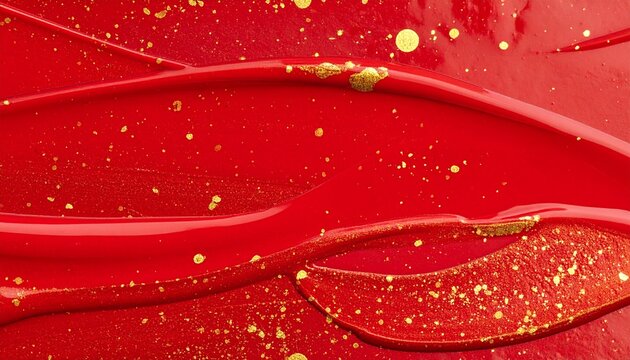 鮮やかな朱色の漆テクスチャ 金粉が輝く日本の伝統的な背景素材
Bright vermilion red urushi lacquer texture with gold particles Japanese traditional background