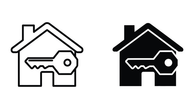 House with key illustration in positive and negative space