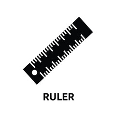 Fototapeta premium black ruler silhouette on a white background a simple graphic of a measuring tool with markings high quality professional detailed