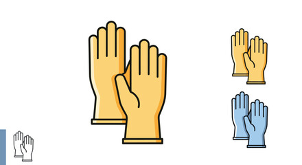 Obraz premium Set of rubber protective gloves in various colors and sizes used for cleaning, housework, and industrial safety.