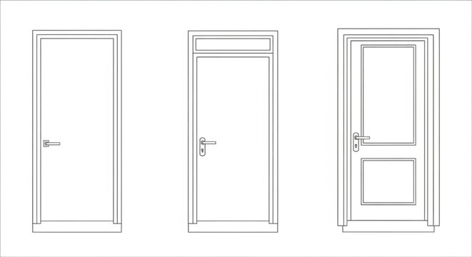 Architectural CAD Door Block &ndash; Swing Plan Top View Vector Line Art Technical Drafting Symbol Illustration