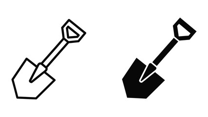Simple black and white shovel and pickaxe tools illustration © MSTMURSHIDA