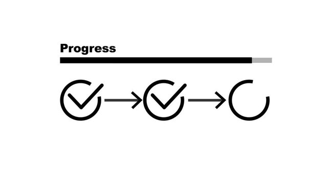 Marking checklist with loading progress bar. Concept of task tracking, project development, management workflow, and monitoring ongoing business progress.