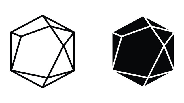 Minimalist geometric pentagon shape with diagonal lines