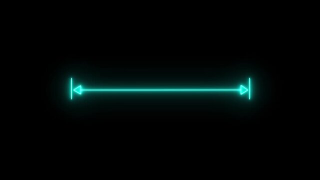 glowing neon measuring distance length dotted line 4k animation , on black background.