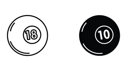 Naklejka premium Black and white pool balls numbered 10 and 18