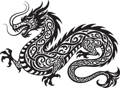 Black dragon tattoo design