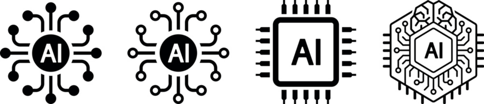 Artificial intelligence AI processor chip vector icon.  AI system icon illustration vector. AI brain vector.
